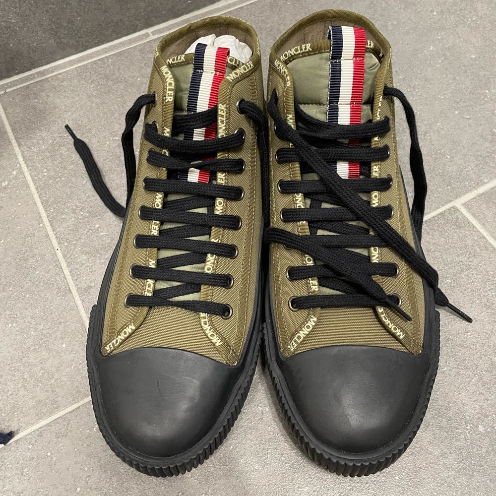 Moncler Lissex High Top Canvas Sneaker Army Green - MEN’S - Picture 6 of 15